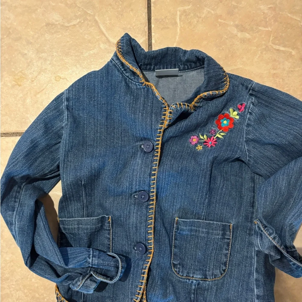 Hanna Andersson Green Dress and‎ Denim Jacket Set